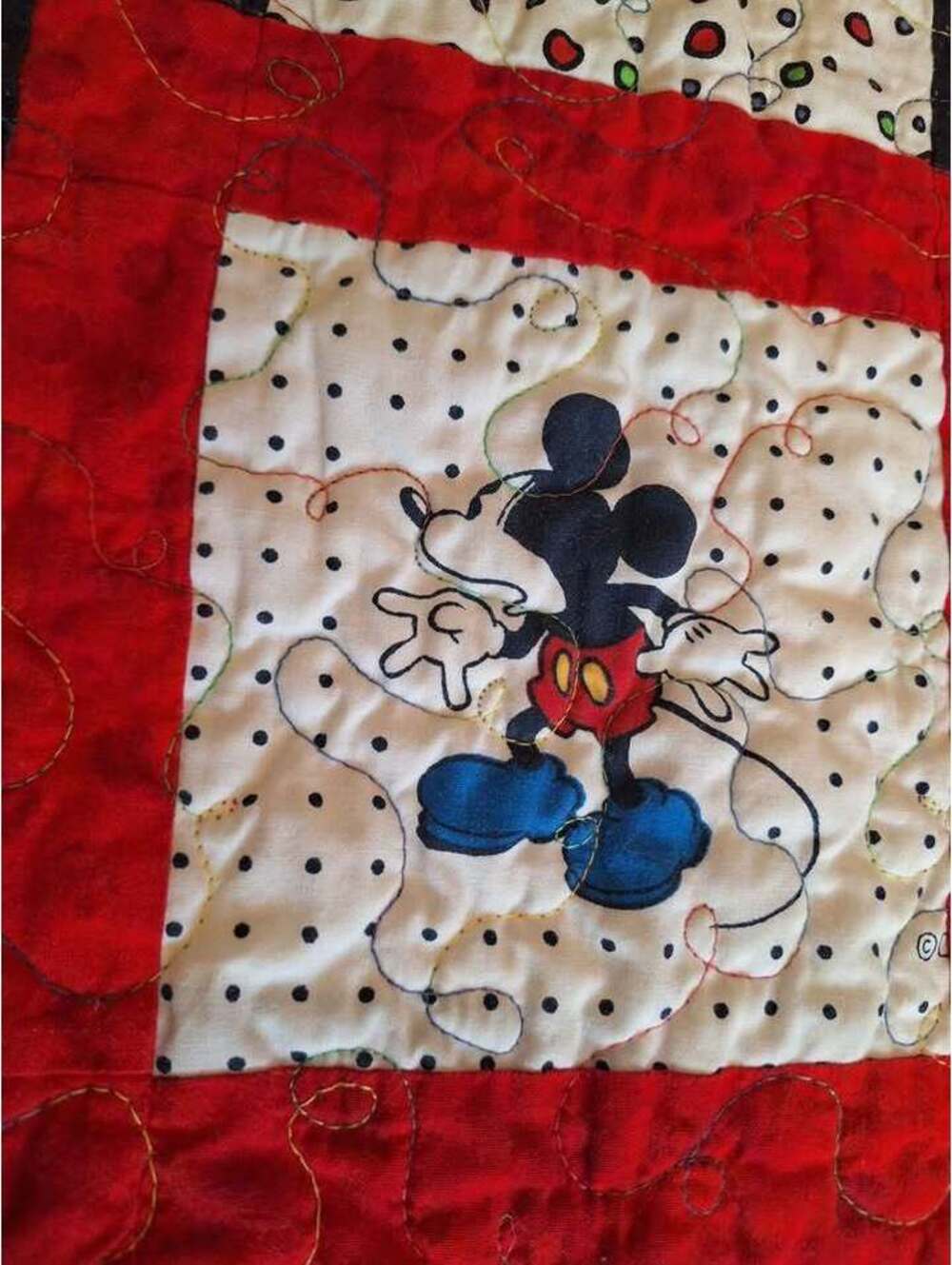 Quilt, hand made, Disney, Mickey Mouse, toddler or lap 50" x 39".